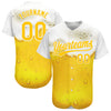 Custom Yellow White 3D Pattern Design Beer Authentic Baseball Jersey