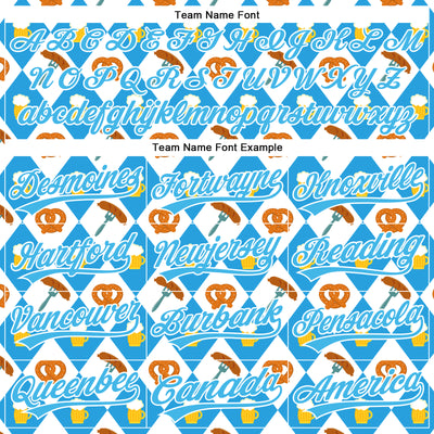 Custom White Sky Blue 3D Pattern Design Beer Festival Authentic Baseball Jersey