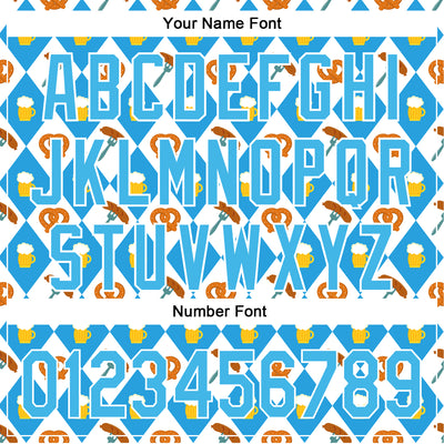 Custom White Sky Blue 3D Pattern Design Beer Festival Authentic Baseball Jersey