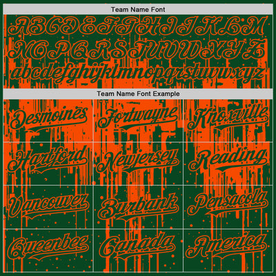 Custom Green Orange 3D Pattern Design Dripping Splatter Art Authentic Baseball Jersey
