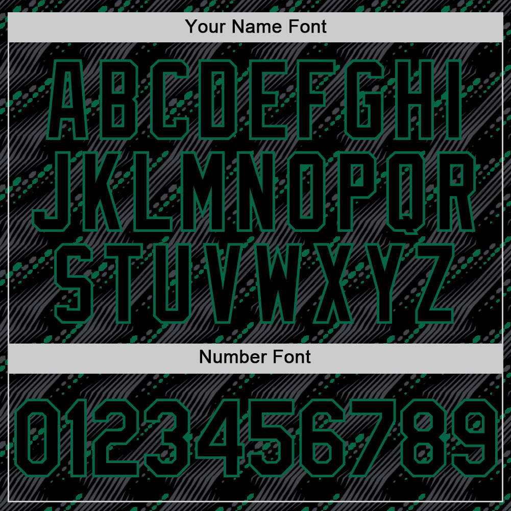 Custom Black Kelly Green 3D Pattern Design Slant Lines Authentic Baseball Jersey