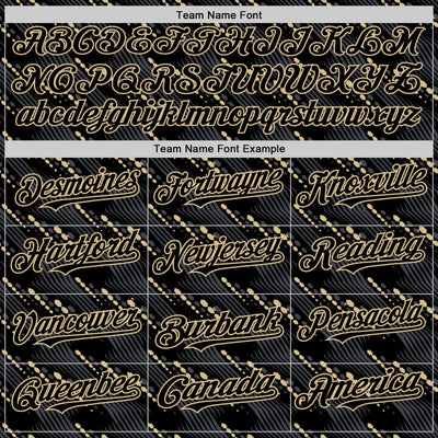 Custom Black Vegas Gold 3D Pattern Design Slant Lines Authentic Baseball Jersey