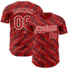 Custom Red White 3D Pattern Design Slant Lines Authentic Baseball Jersey