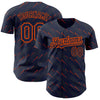 Custom Navy Orange 3D Pattern Design Slant Lines Authentic Baseball Jersey