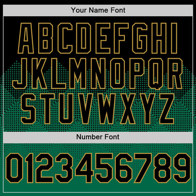 Custom Black Kelly Green-Old Gold 3D Pattern Design Gradient Square Shapes Authentic Baseball Jersey