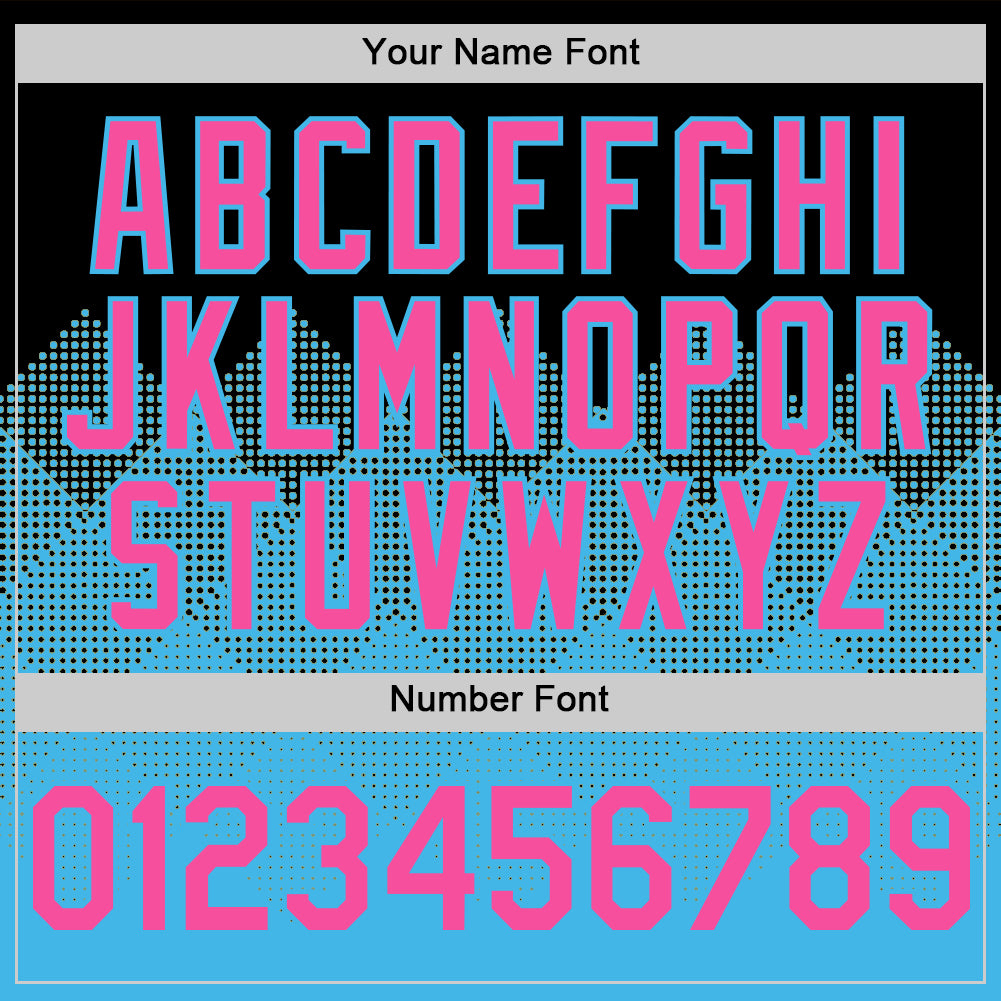 Custom Black Pink-Sky Blue 3D Pattern Design Gradient Square Shapes Authentic Baseball Jersey