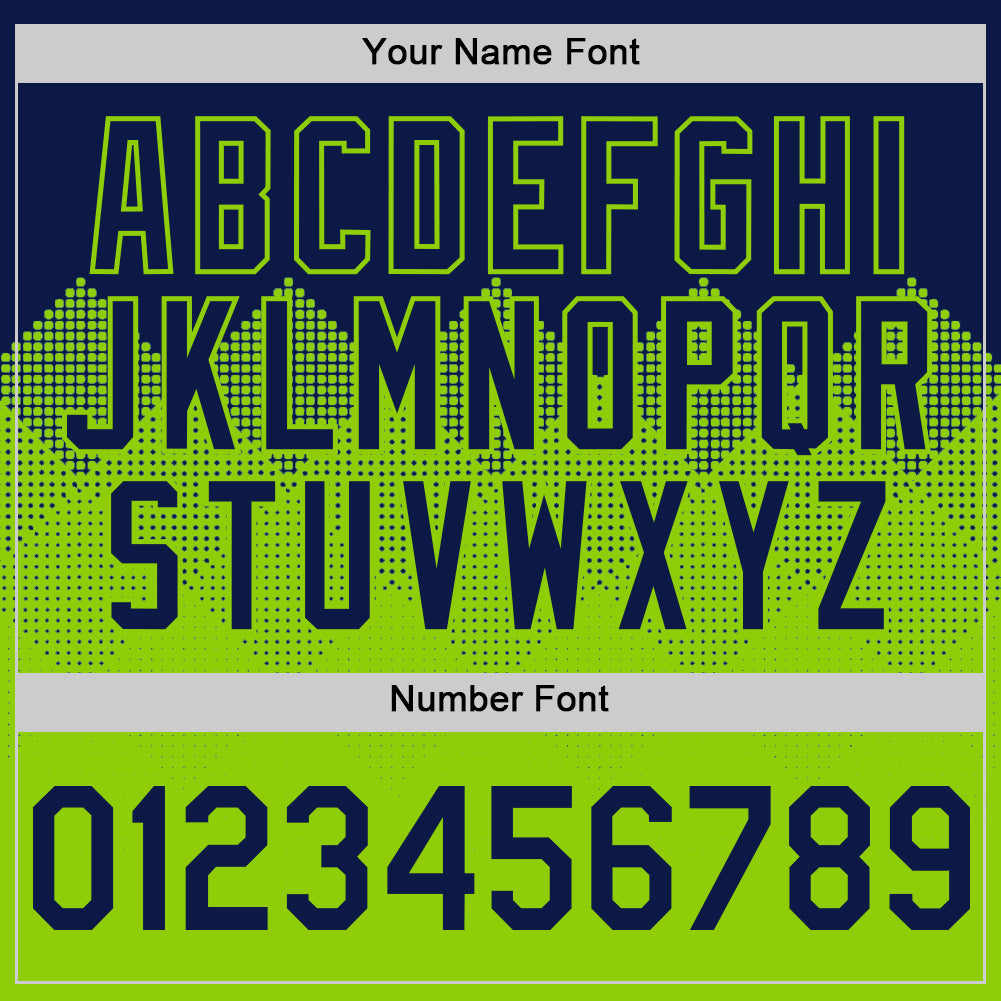 Custom Navy Neon Green 3D Pattern Design Gradient Square Shapes Authentic Baseball Jersey