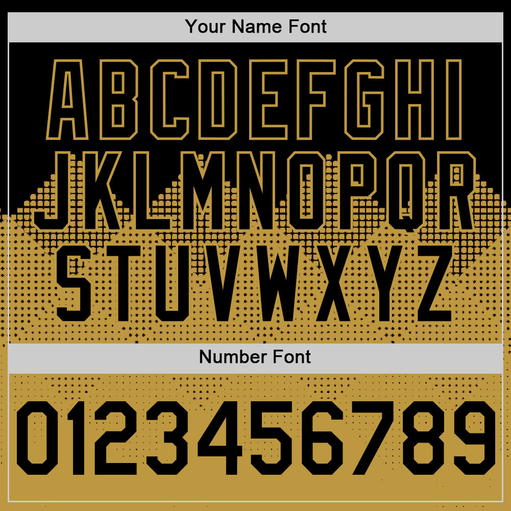 Custom Black Old Gold 3D Pattern Design Gradient Square Shapes Authentic Baseball Jersey