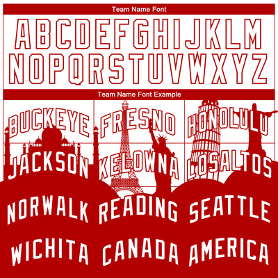 Custom White Red Holiday Travel Monuments Silhouette Authentic City Edition Basketball Jersey