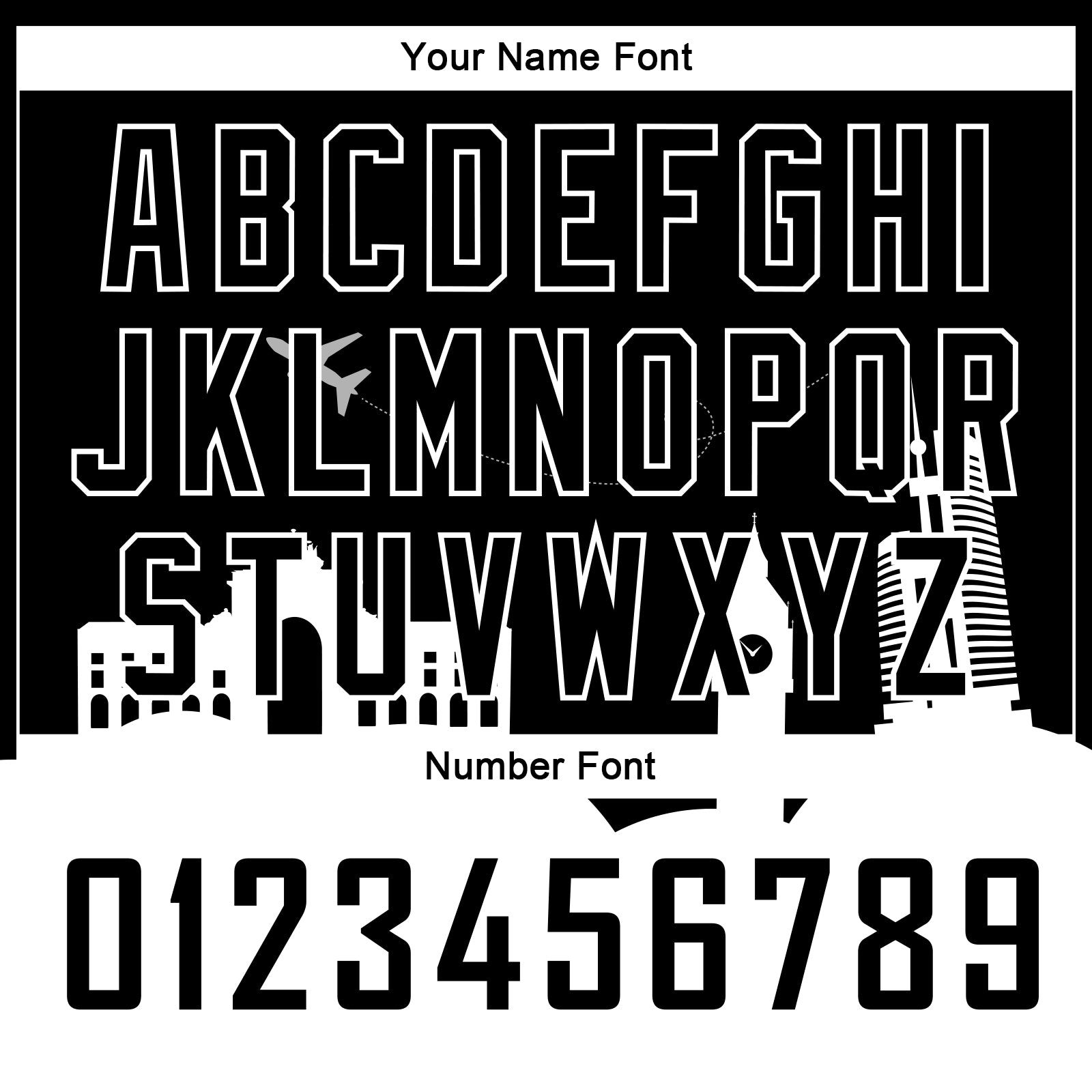 Custom Black White Holiday Travel Monuments Silhouette Authentic City Edition Basketball Jersey