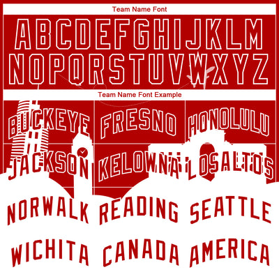 Custom Red White Holiday Travel Monuments Silhouette Authentic City Edition Basketball Jersey