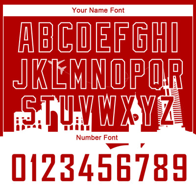 Custom Red White Holiday Travel Monuments Silhouette Authentic City Edition Basketball Jersey