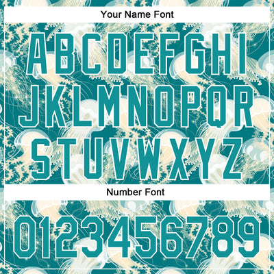 Custom Teal White 3D Pattern Design Jellyfish Authentic Baseball Jersey