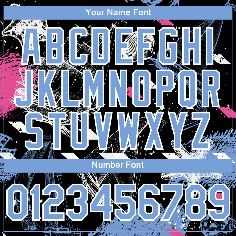 Custom Black Light Blue-White 3D Pattern Design Sailing Boats Authentic Baseball Jersey