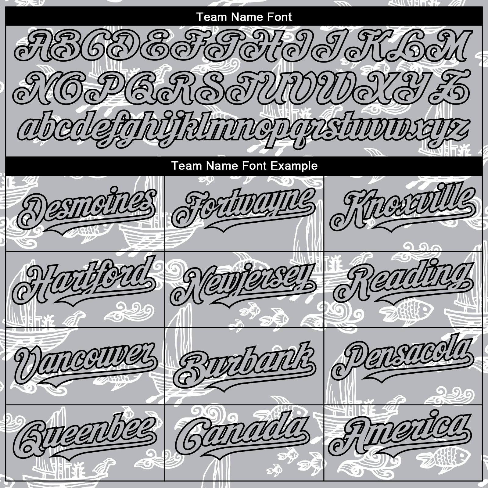 Custom Gray Black 3D Pattern Design Boats And Fish Authentic Baseball Jersey