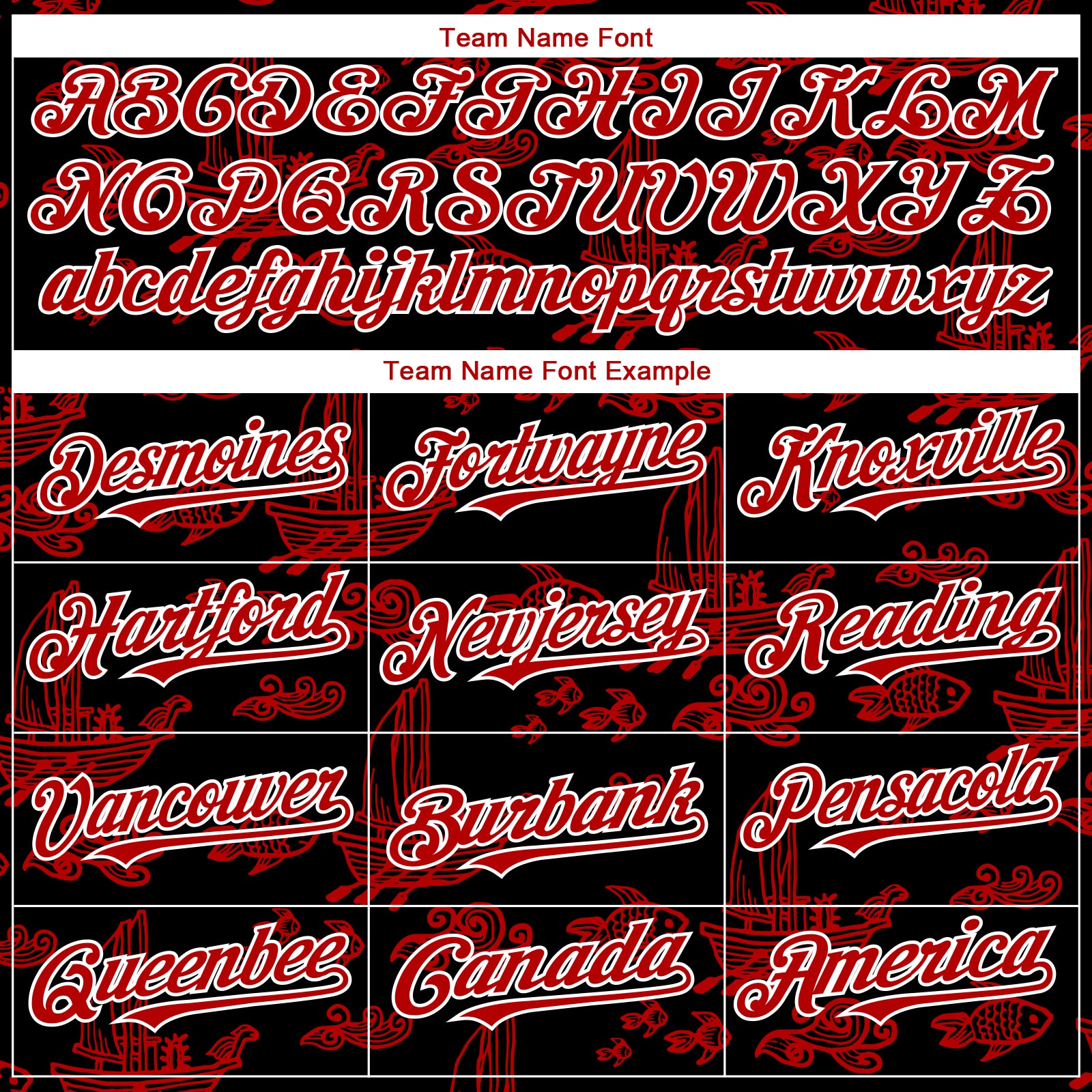 Custom Black Red-White 3D Pattern Design Boats And Fish Authentic Baseball Jersey