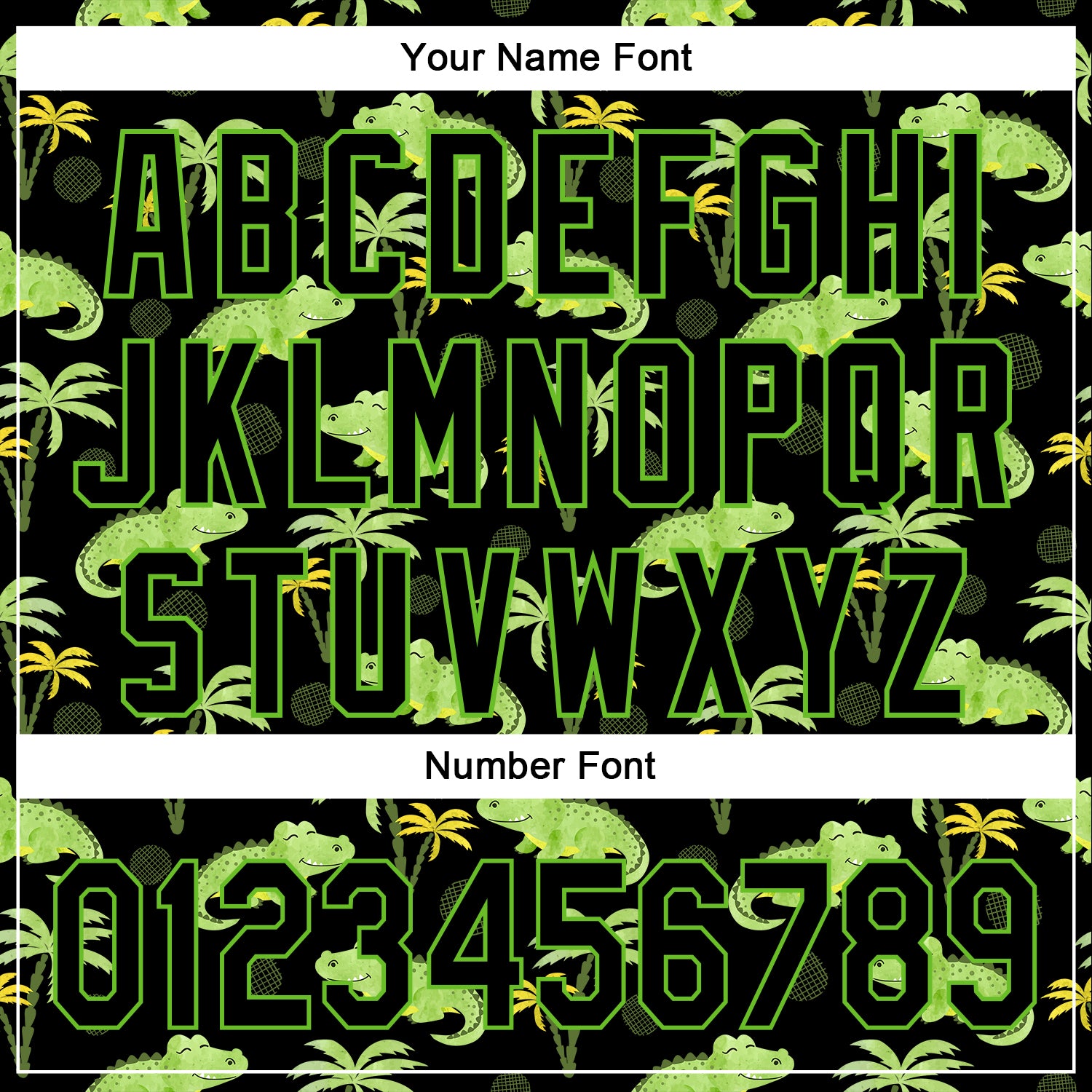 Custom Black Aurora Green 3D Pattern Design Crocodile And Tropical Hawaii Palm Trees Authentic Baseball Jersey