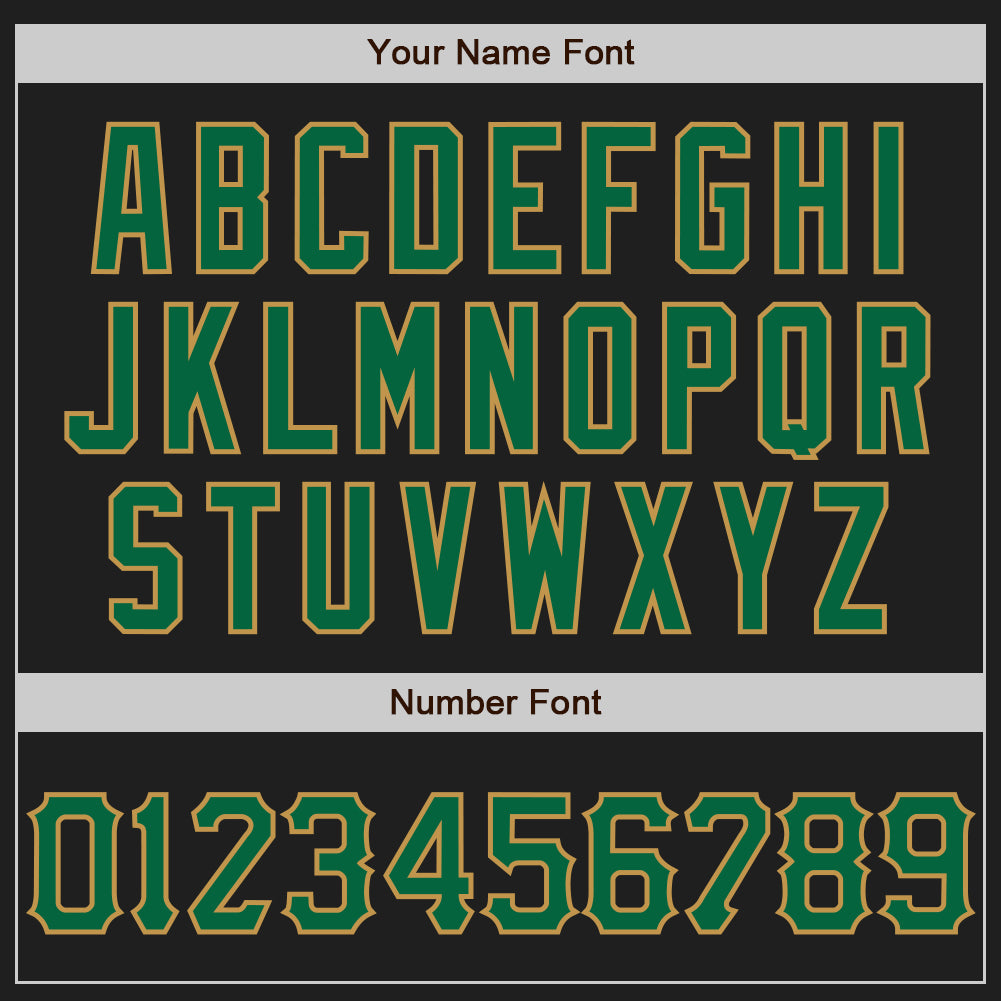 Custom Black Kelly Green-Old Gold 3D Pattern Design Abstract Network Authentic Baseball Jersey