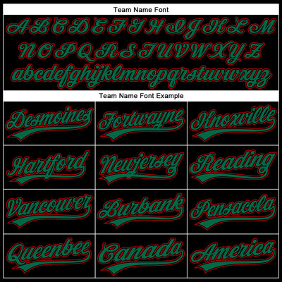 Custom Black Kelly Green-Red 3D Pattern Design Curve Solid Authentic Baseball Jersey