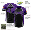 Custom Black Purple-Gray 3D Pattern Design Curve Solid Authentic Baseball Jersey