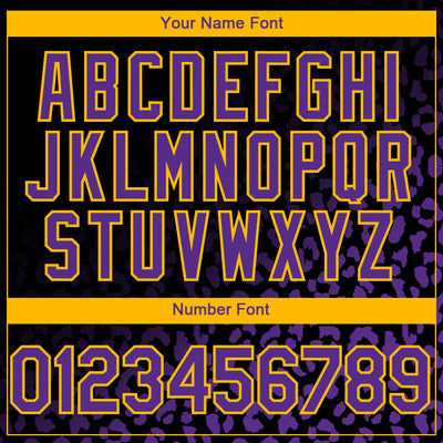 Custom Black Purple-Gold 3D Pattern Design Leopard Print Fade Fashion Authentic Baseball Jersey