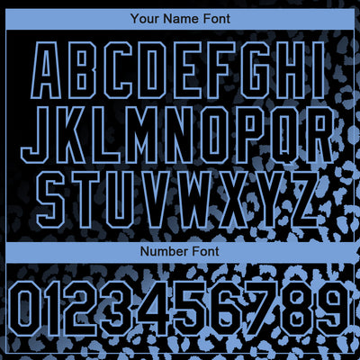 Custom Black Light Blue 3D Pattern Design Leopard Print Fade Fashion Authentic Baseball Jersey