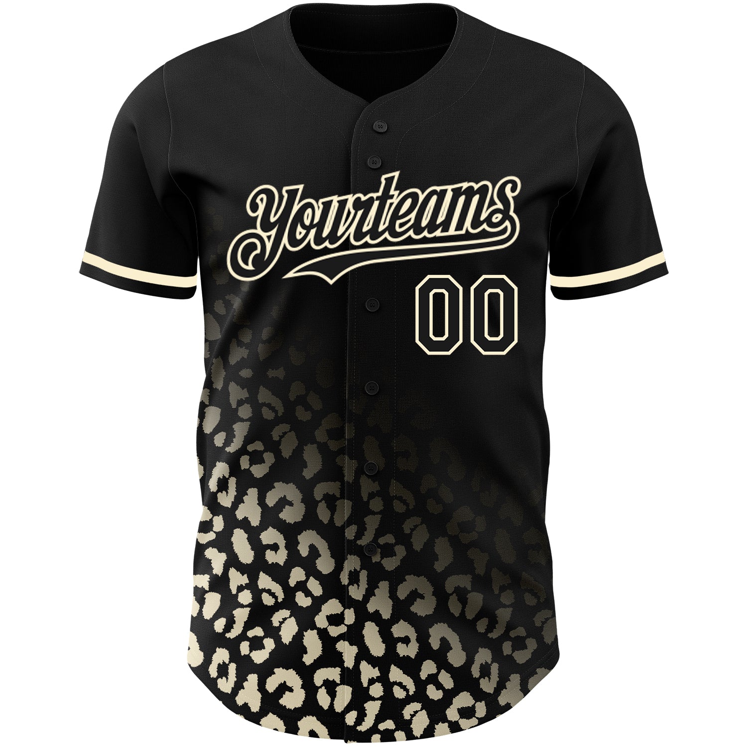 Custom Black Cream 3D Pattern Design Leopard Print Fade Fashion Authentic Baseball Jersey