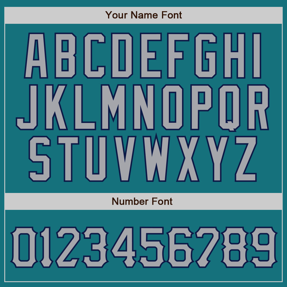 Custom Teal Gray Pinstripe Gray-Navy Authentic Baseball Jersey