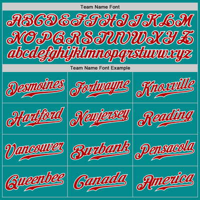 Custom Aqua Red-White Authentic Baseball Jersey