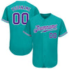 Custom Aqua Purple-White Authentic Baseball Jersey