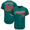 Custom Teal Red-White Authentic Baseball Jersey
