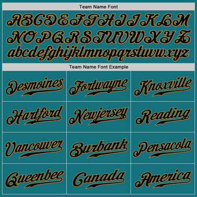 Custom Teal Black-Old Gold Authentic Baseball Jersey