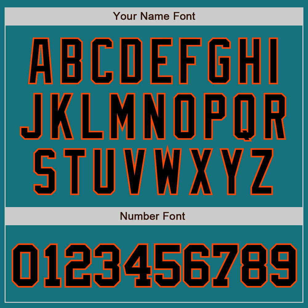 Custom Teal Black-Orange Authentic Baseball Jersey