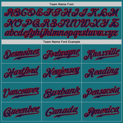Custom Teal Navy-Red Authentic Baseball Jersey