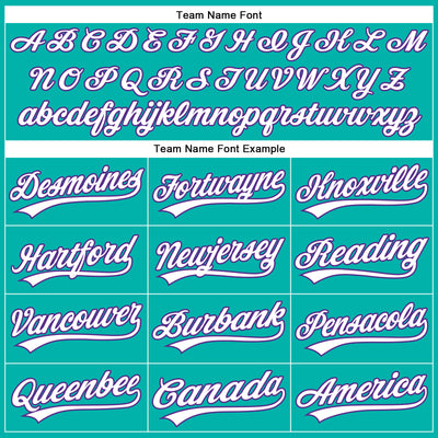 Custom Aqua White-Purple Authentic Baseball Jersey