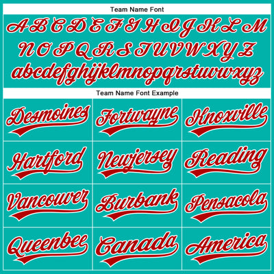 Custom Aqua White Pinstripe Red Authentic Baseball Jersey