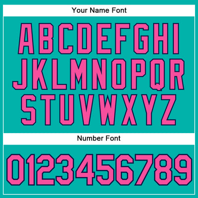 Custom Aqua White Pinstripe Pink-Navy Authentic Baseball Jersey