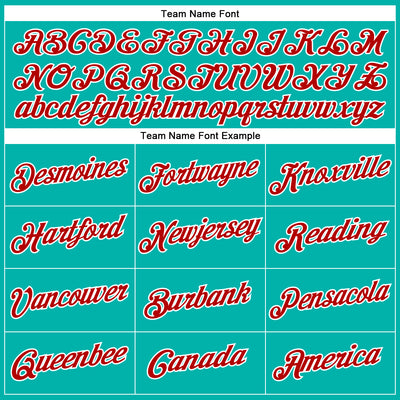 Custom Aqua Red-White Performance T-Shirt