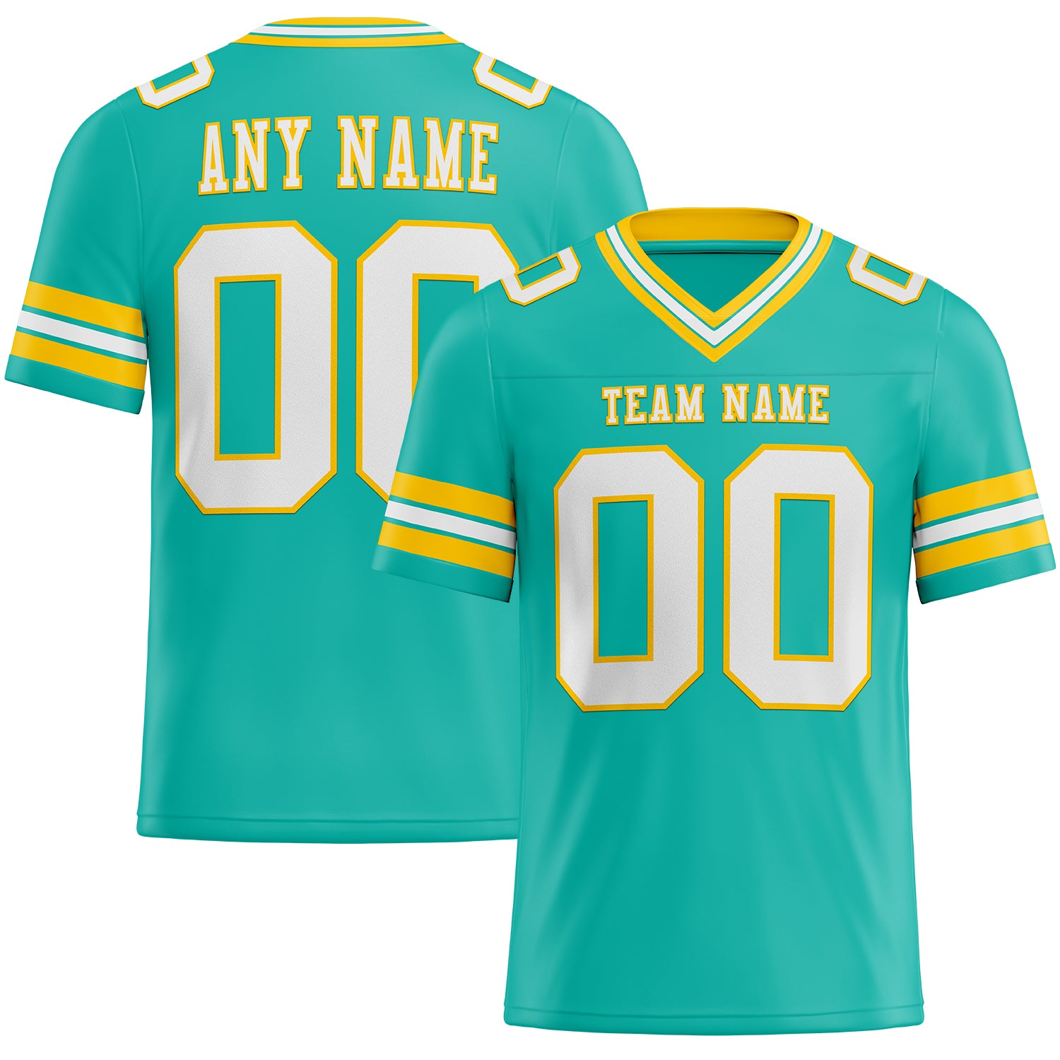 Custom Aqua White-Yellow Authentic Football Jersey
