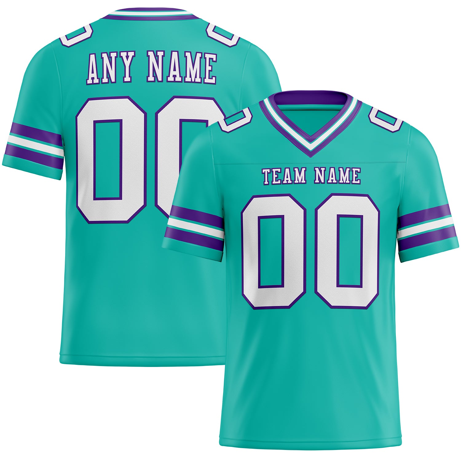Custom Aqua White-Purple Authentic Football Jersey