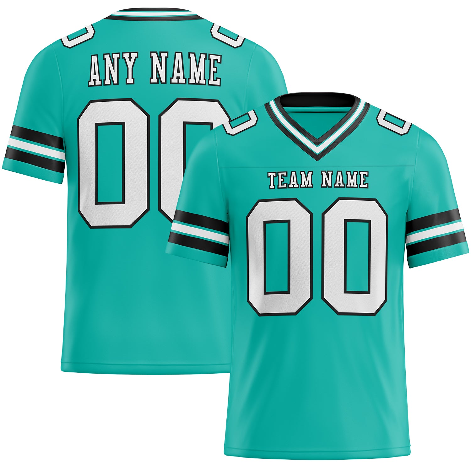 Custom Aqua White-Black Authentic Football Jersey