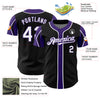 Custom Black White-Purple 3 Colors Arm Shapes Authentic Baseball Jersey