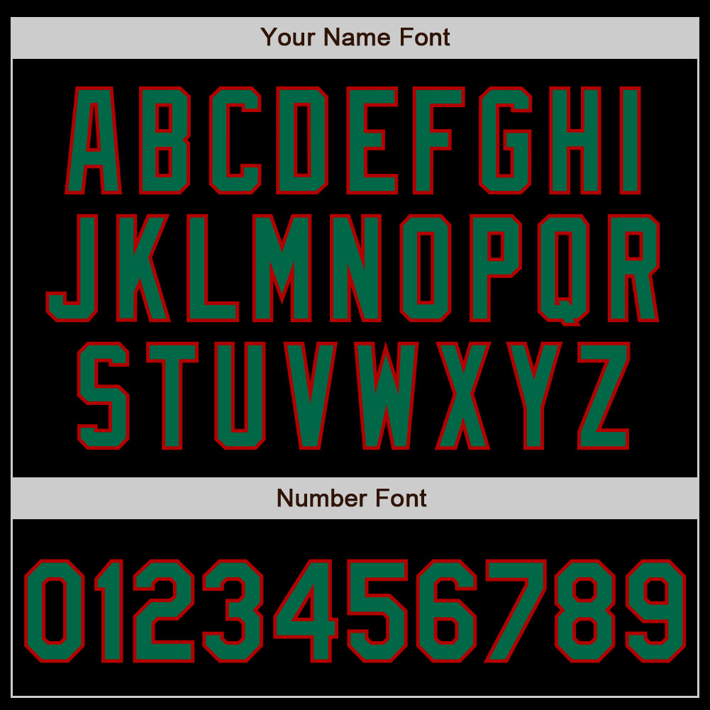 Custom Black Kelly Green-Red 3 Colors Arm Shapes Authentic Baseball Jersey