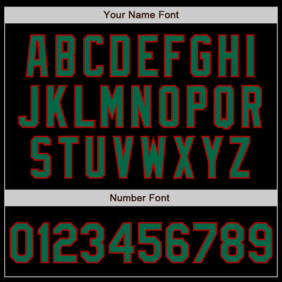 Custom Black Kelly Green-Red 3 Colors Arm Shapes Authentic Baseball Jersey