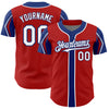 Custom Red White-Royal 3 Colors Arm Shapes Authentic Baseball Jersey