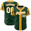 Custom Green White-Gold 3 Colors Arm Shapes Authentic Baseball Jersey
