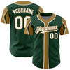 Custom Green White-Old Gold 3 Colors Arm Shapes Authentic Baseball Jersey