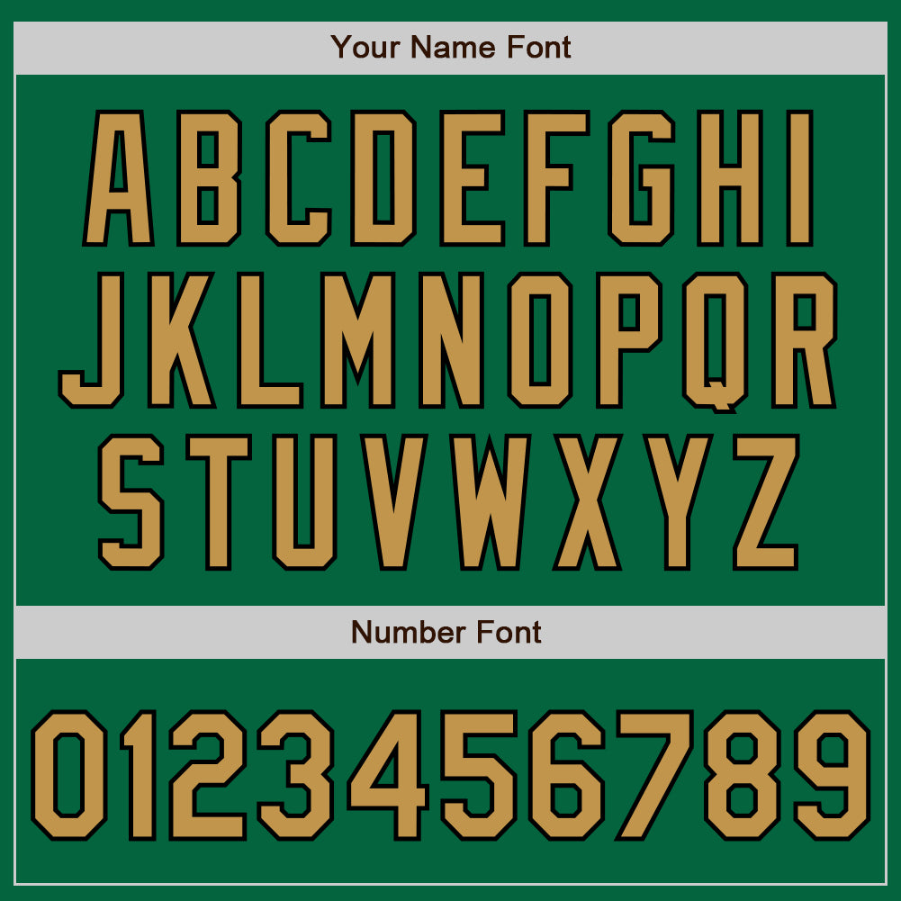 Custom Kelly Green Old Gold-Black 3 Colors Arm Shapes Authentic Baseball Jersey