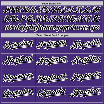 Custom Purple Black-White 3 Colors Arm Shapes Authentic Baseball Jersey
