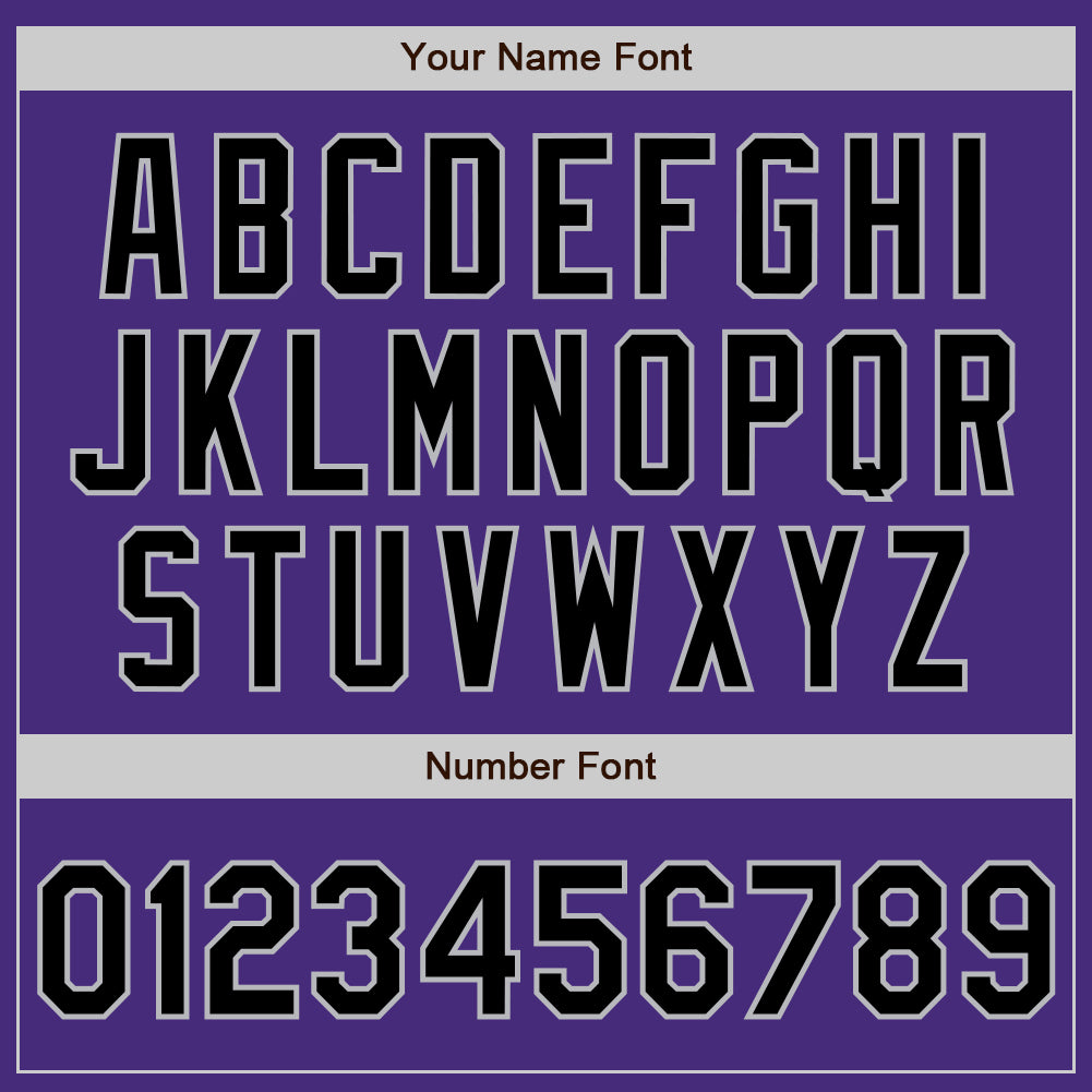 Custom Purple Black-Gray 3 Colors Arm Shapes Authentic Baseball Jersey